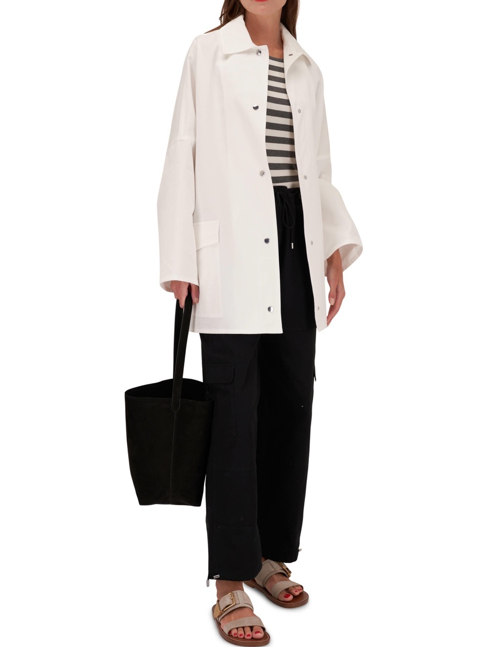 Toteme White Oversized Button-Front Trench Coat
